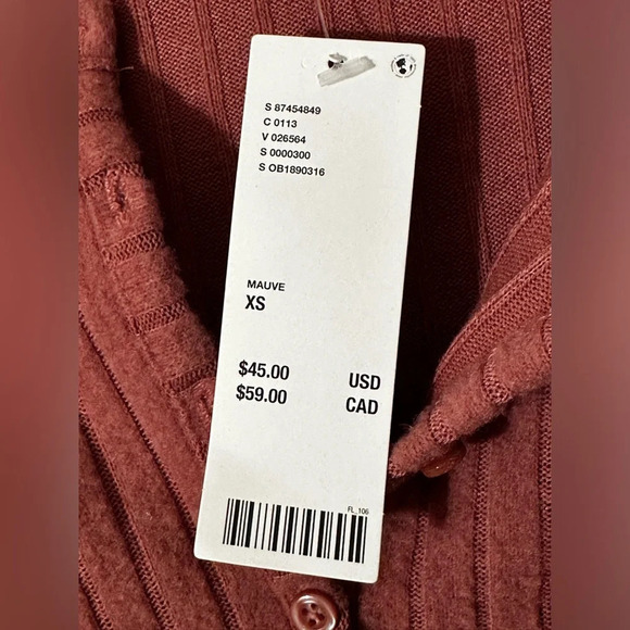 NWT URBAN OUTFITTERS Out From Under Bounce Plush Suki Ribbed Cardigan XS MAUVE - Picture 6 of 13